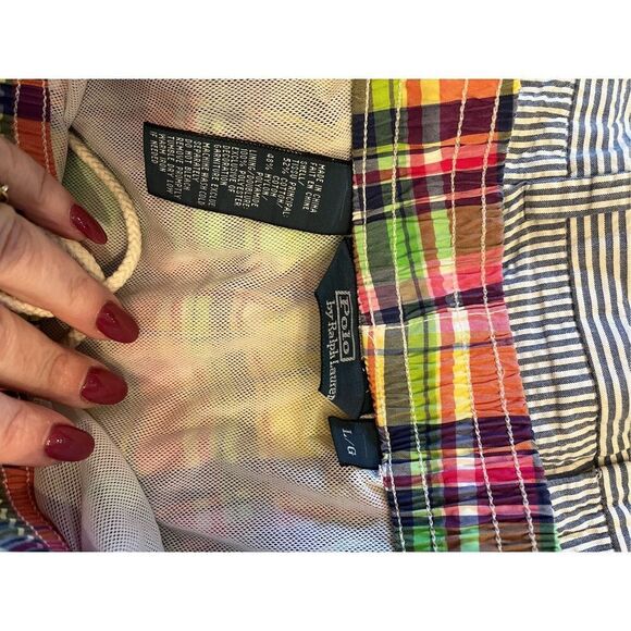 Polo Ralph Lauren Yellow Easter Plaids Bostd Shorts Swim Trunks sz EUC - Picture 6 of 6